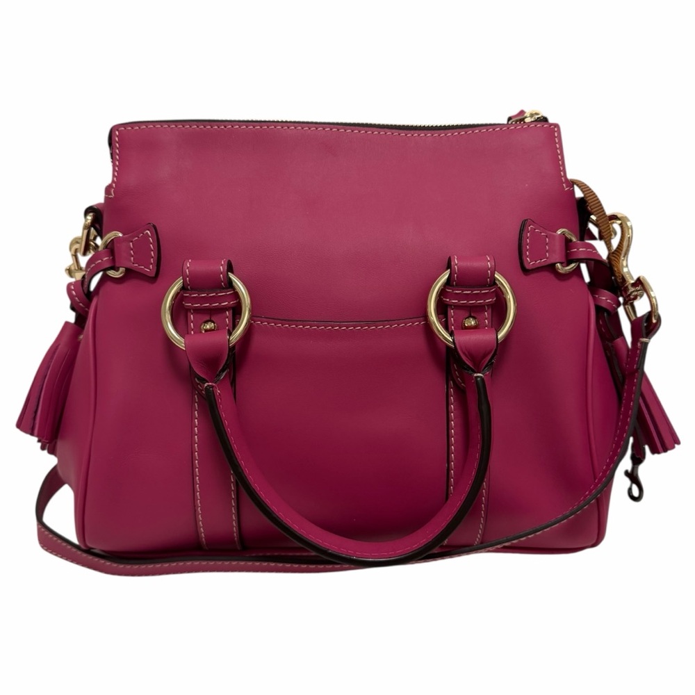 Dooney & Bourke Solid Hot Pink Leather Satchel Handbag - Picture 2 of 9